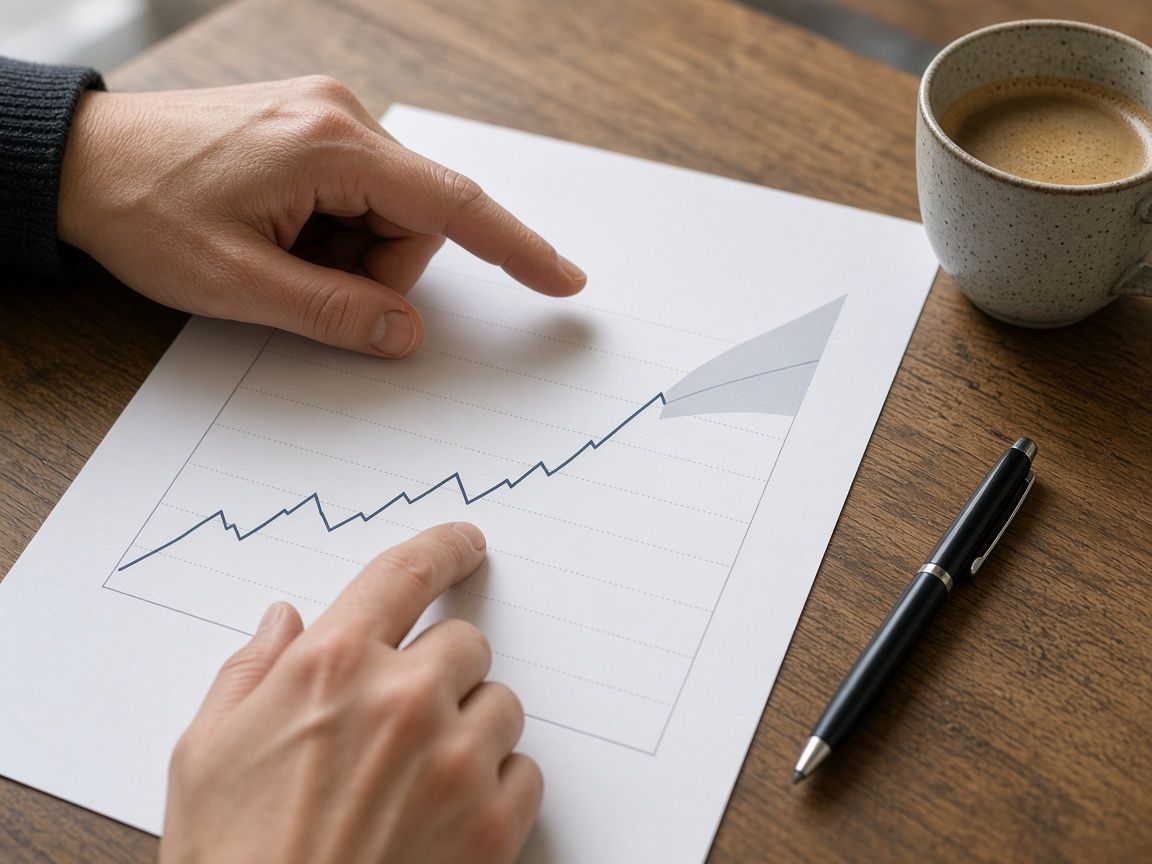 A printed line chart with a forecast range on a table